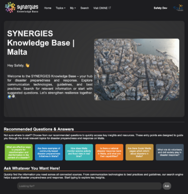 Innovative Communication for Disaster Preparedness: Inside the SYNERGIES Knowledge Base